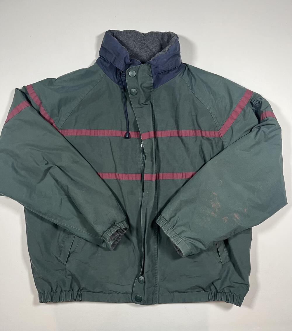 Vintage Nautica Jacket Mens 2XL Green Reversible Windbreaker Hong Kong 90s